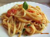 Linguine aux tomates, oeufs et basilic