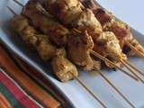 Brochettes de dinde au curry,yaourt et moutarde à l'ancienne