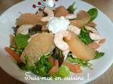 Mesclun festif au saumon, crevettes et pomelos