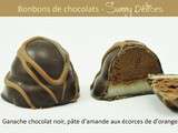 Chocolats noirs à la pâte d’amande et à l’orange