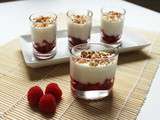 Verrine mousse chocolat blanc/vanille et framboises