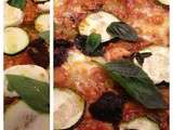 Pizza grecque au marlin, aubergines, courgettes, feta et basilic