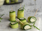 Roulés de concombre au fromage frais et à la truite fumée