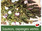 Saumon, asperges vertes et granola aux pistaches