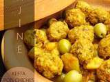 Tajine de kefta, pois chiches, courgette et olives