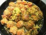 Boulettes de veau, carottes, orange, flocons d'avoine