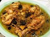 Poulet au gingembre, citron confit et olives noires