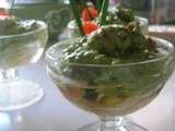 Verrine crabe des neiges, mangue, guacamole pomme verte