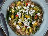 Salade de haricots verts, haricots beurres et céréales