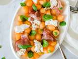 Salade de melon, mozzarella et jambon cru