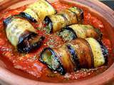 Roulés d’Aubergines Farcis à la Viande Hachée En Tajine