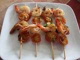 Brochettes de crevettes a la plancha