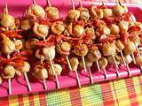 Brochettes de st jacques , chorizo a la plancha