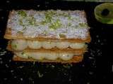 Mille-feuilles à la fève tonka, citron vert et noix de coco