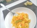 Risotto, crevette, coco, curry et citron vert