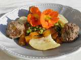 Plat complet : Tajine de petits pois aux boulettes de kefta