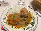 Plat : Paupiettes de veau, fèves, carottes et champignons