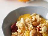 Salade aux deux oranges, crumble et amandes