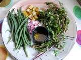 Salade pommes de terre au bœuf, roquette et pourpier