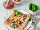 Galette bretonne aux champignons, chèvre, miel et noix