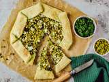 Tarte rustique à l’ail des ours, petits pois & fêta