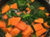 Potage de verts de poireaux à la courge musquée