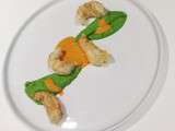 Tempura de langoustines, petit pois, sauce de langoustines