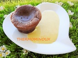 Petits coulants au coeur caramel et creme anglaise (thermomix et cake factory)