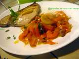 Espadon, tagliatelles de carotte et courgette