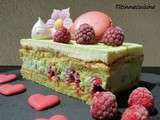 Entremet pistache et framboises