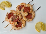 Brochettes de gambas au chorizo