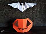 Citrouille et chauve-souris d'Halloween en origami