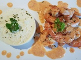 Gambas sauvages sauce chorizo et purée légère