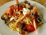 Linguine à la sicilienne aux coques, gambas et langoustines