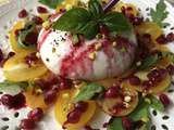 Burrata au sirop de grenade et hibiscus