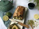 Cake marbré matcha et citron vert aux éclats de pistache