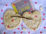 Cookie coeur tendre, chocolat blanc-coeur framboise [Mie Câline & Saint-Valentin]