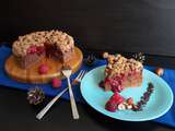 Crumb cake chocolat, framboise et noisette