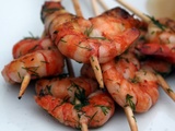 Brochettes de crevettes aneth citron & miel