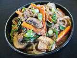 Japchae (nouilles coréennes au boeuf et aux légumes)