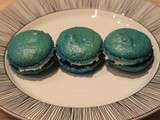 Macarons bleus ganache mascarpone et chocolat blanc