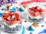 Myrtilles et fraises en Bleu Blanc Rouge