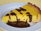 Tarte mangue coco, coulis chocolat noir