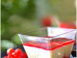 Pannacotta et coulis de fruits rouge