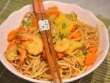 Wok de crevettes marinées à l’orange