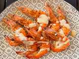 Crevettes roses a la plancha, marinade au pastis