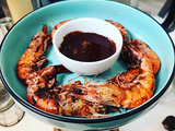 Gambas sauce au chocolat et feve tonka