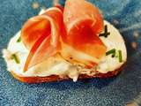 Toast grille truffe/st moret, et jambon speck