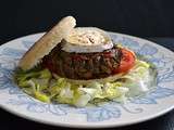 English muffin burger au steak de champignons au Philadelphia