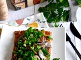 Tartine de ravioles aux champignons